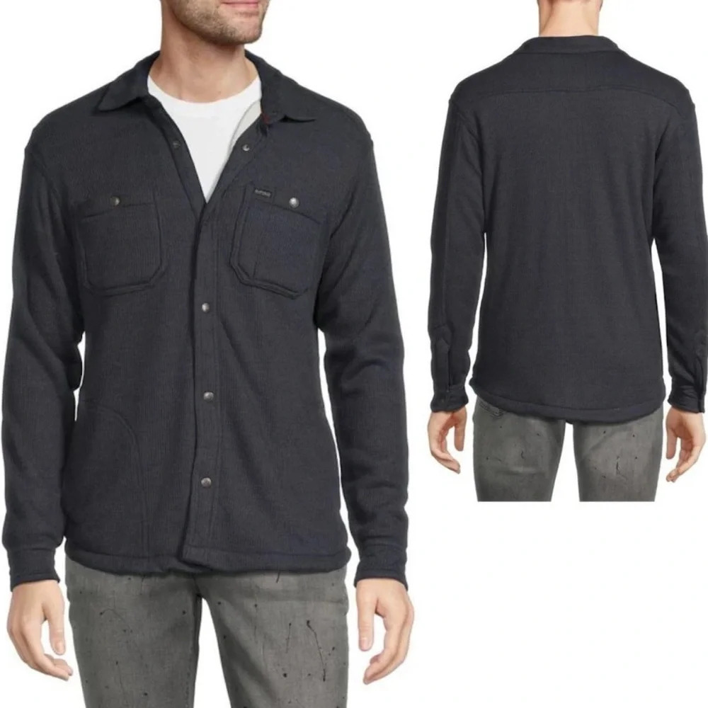 NWT Buffalo David Bitton Dark Gray Waffle Knit Shirt Jacket Shacket Mens SZ XXL